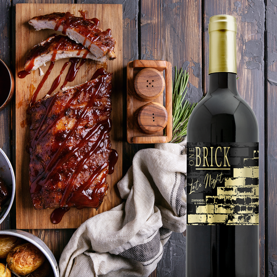 Late Night Zin with pork ribs and BBQ sauce